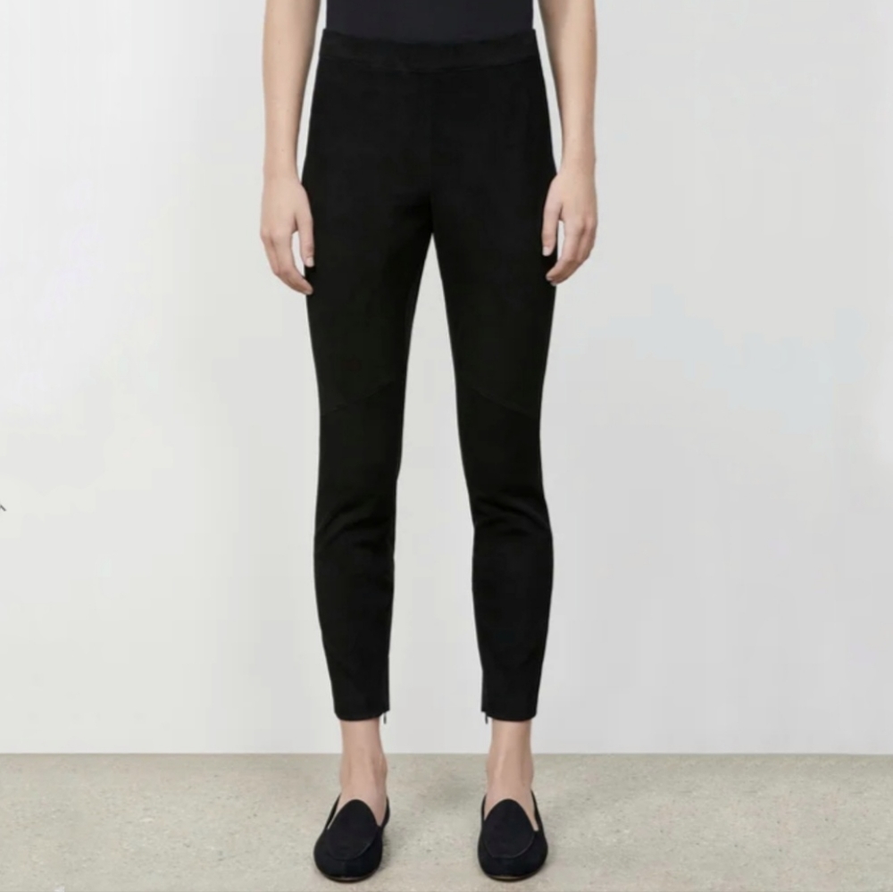 Lafayette 148 Murray Stretch Suede Skinny Pants Legging Lambskin Leather Black S